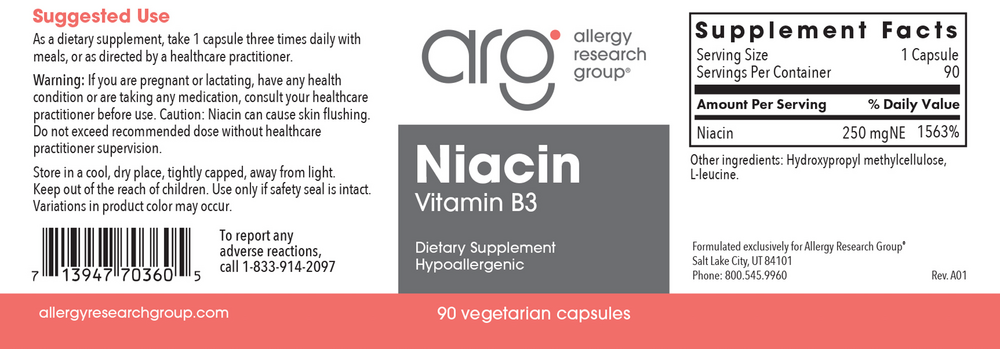 Allergy Research Group Niacin (Vit B3) — view 2