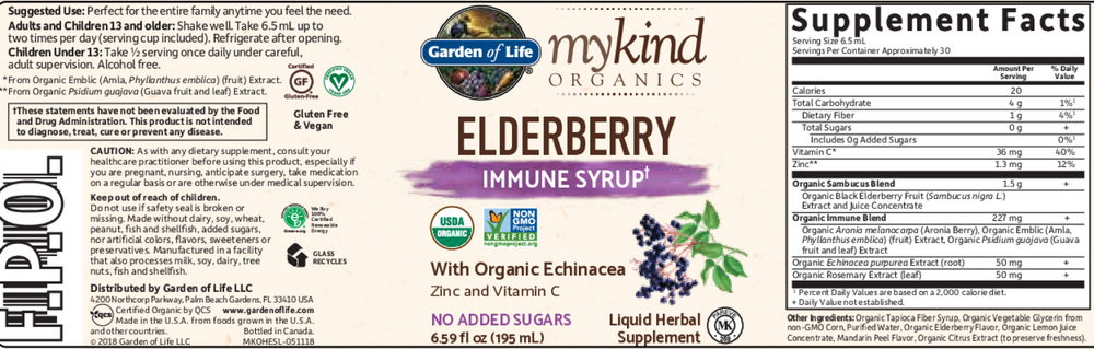 Garden of Life myKind Organics Elderberry Syrup — view 2