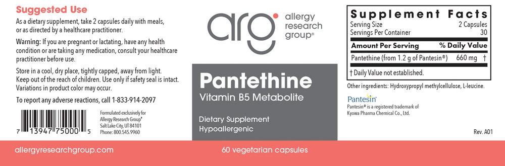 Allergy Research Group Pantethine 330mg — view 2