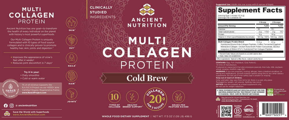 Ancient Nutrition Multi Collagen Protein, Cold Brew — view 2