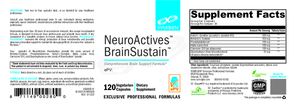 Xymogen NeuroActives BrainSustain — view 2