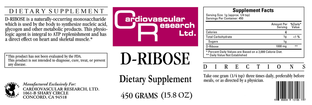 Ecological Formulas/Cardiovascular Research D-Ribose — view 2
