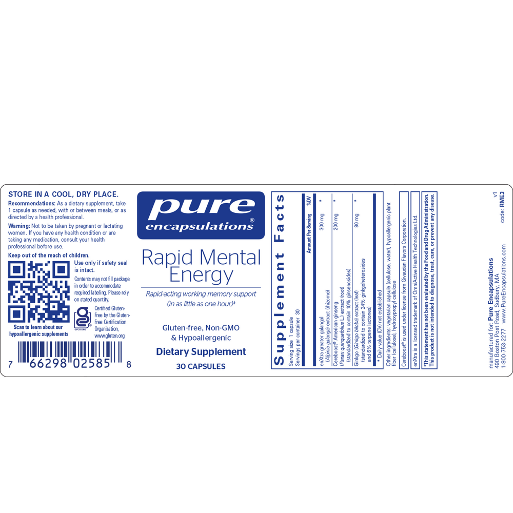 Pure Encapsulations Rapid Mental Energy — view 2