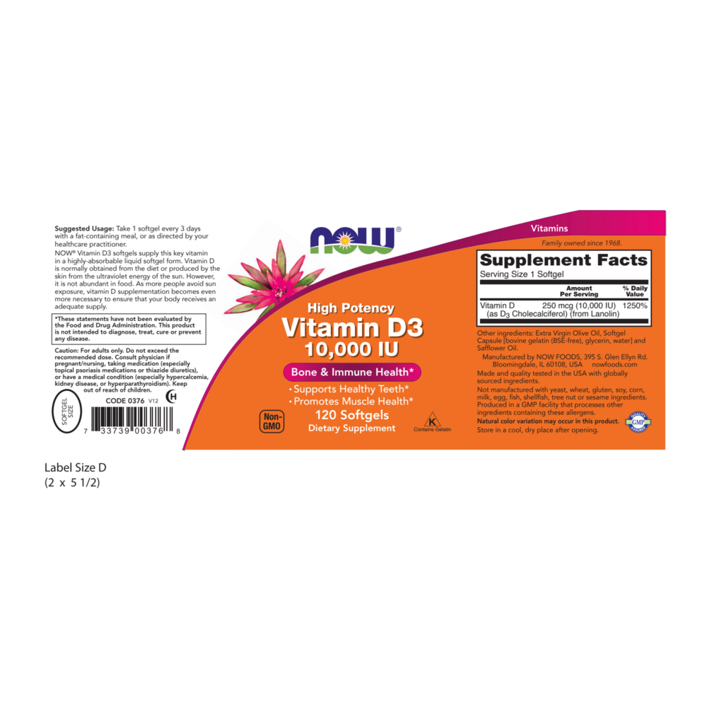NOW Foods Vitamin D-3 10,000IU — view 2