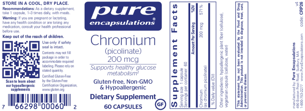 Pure Encapsulations Chromium (Picolinate) 200mcg — view 2