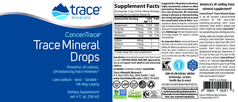 Trace Minerals Research Concentrace Trace Mineral Drops - Glass — view 2