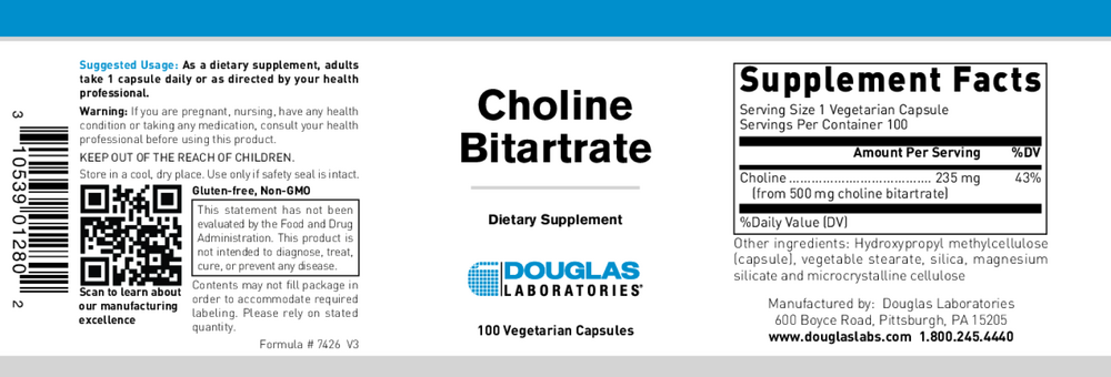 Douglas Labs Choline Bitartrate 500mg — view 2