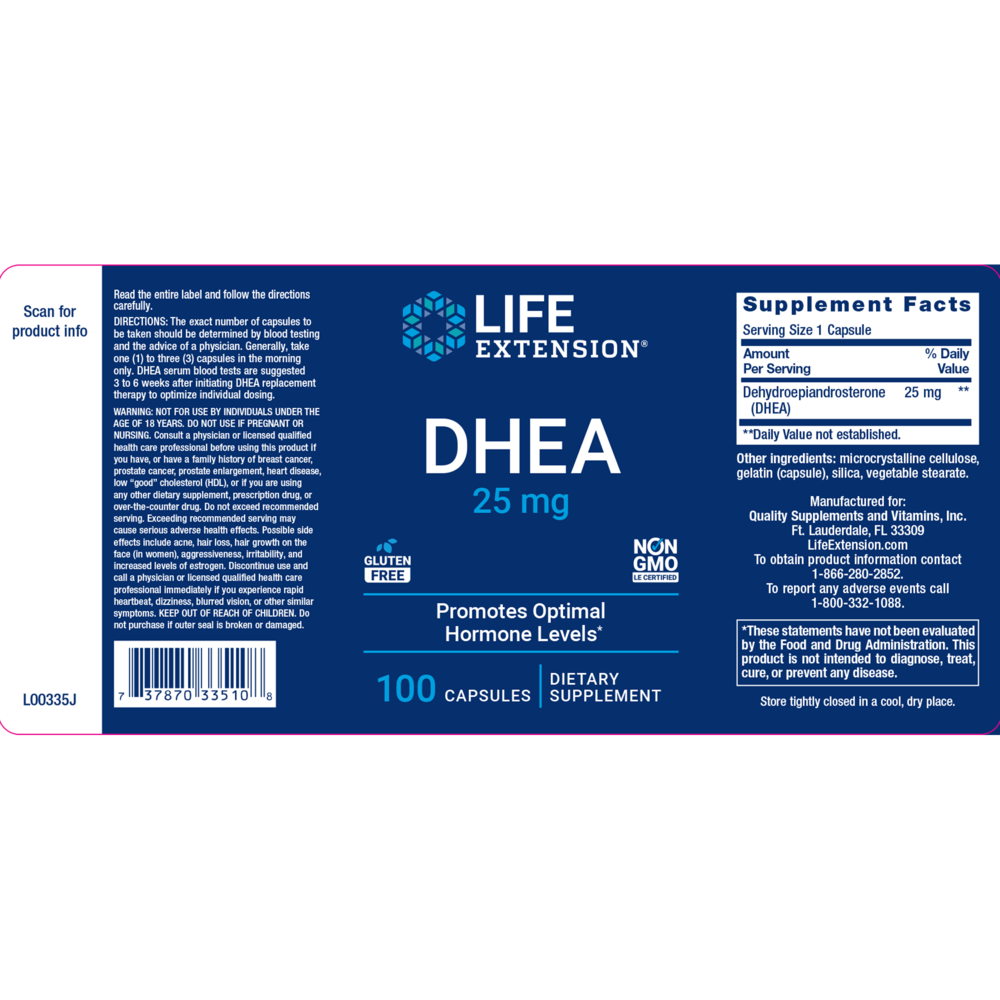 Life Extension DHEA 25mg — view 2
