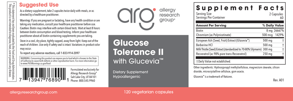 Allergy Research Group Glucose Tolerance II w/ Glucevia — view 2