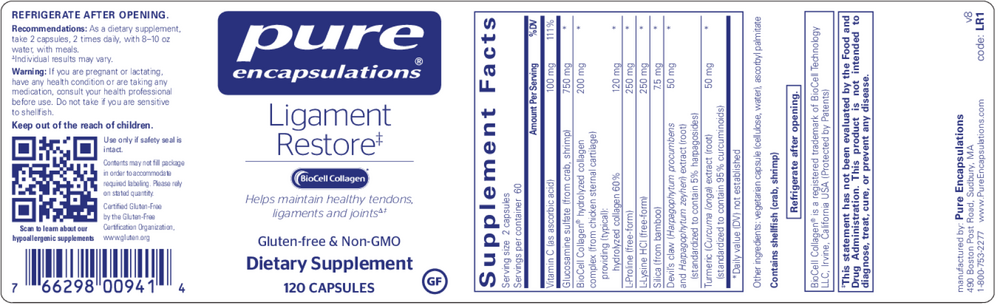 Pure Encapsulations Ligament Restore* — view 2