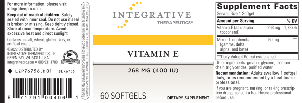 Integrative Therapeutics Vitamin E — view 2