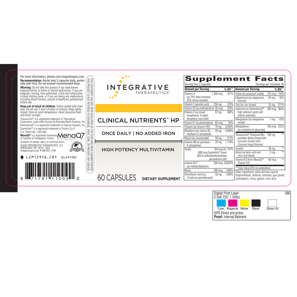 Integrative Therapeutics Clinical Nutrients™ HP — view 2