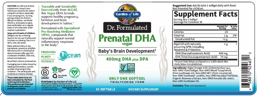 Garden of Life Dr. Formulated Prenatal DHA — view 2
