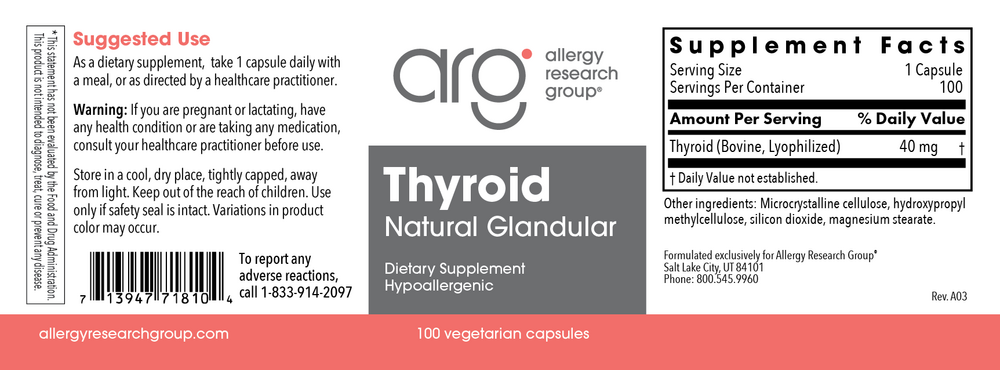 Allergy Research Group Thyroid Natural Glandular — view 2