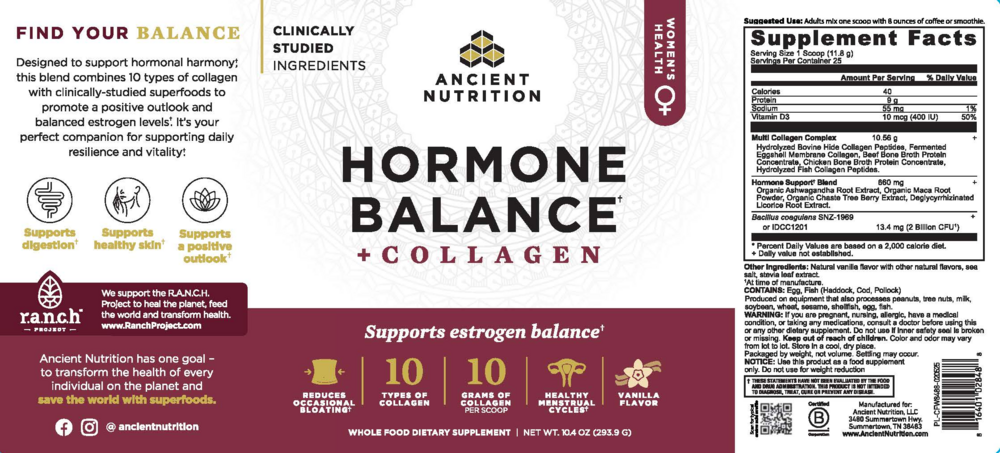 Ancient Nutrition Hormone Balance + Collagen - Vanilla — view 2