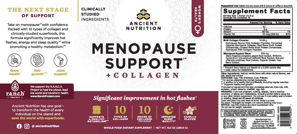 Ancient Nutrition Menopause Support + Collagen - Vanilla — view 2