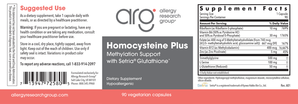 Allergy Research Group Homocysteine Plus — view 2