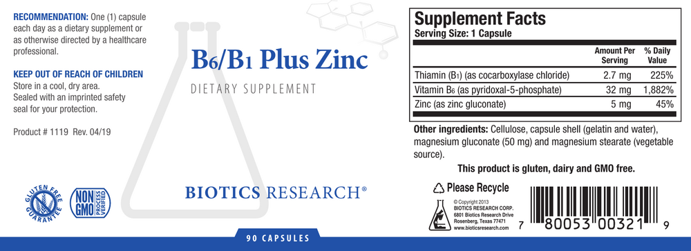 Biotics Research B6/B1 Plus Zinc — view 2