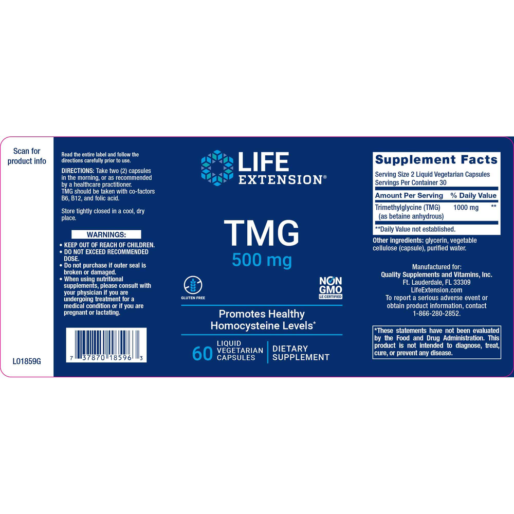 Life Extension TMG 500mg — view 2