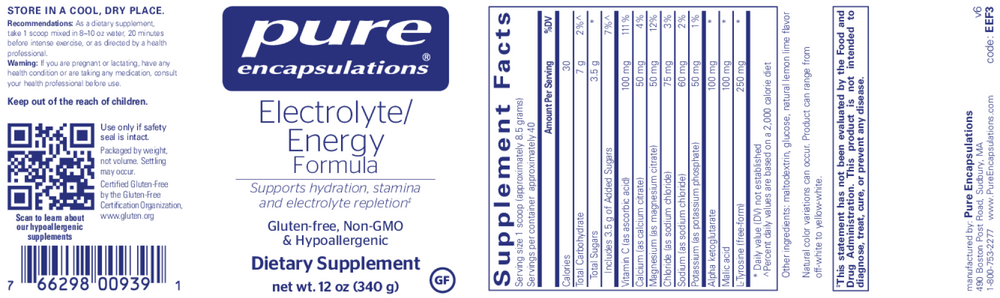 Pure Encapsulations Electrolyte/Energy Formula — view 2