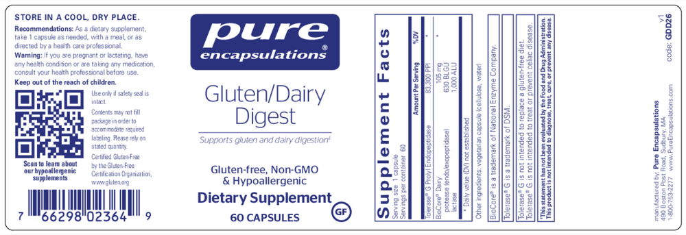 Pure Encapsulations Gluten/Dairy Digest — view 2