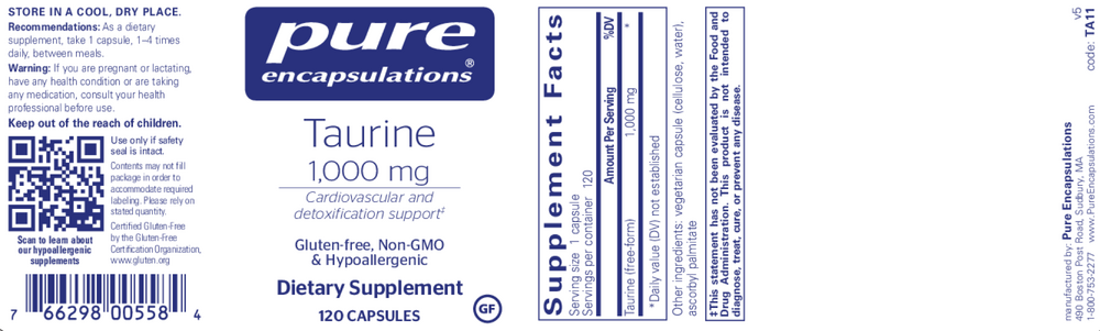 Pure Encapsulations Taurine 1000mg — view 2