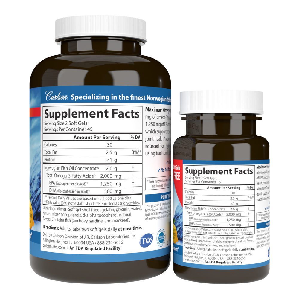 Carlson Labs Maximum Omega 2000 (Bonus Bottle) — view 2