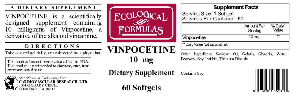 Ecological Formulas/Cardiovascular Research Vinpocetine 10mg — view 2