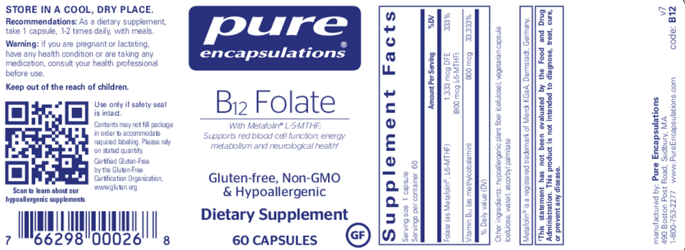 Pure Encapsulations B12 Folate — view 2