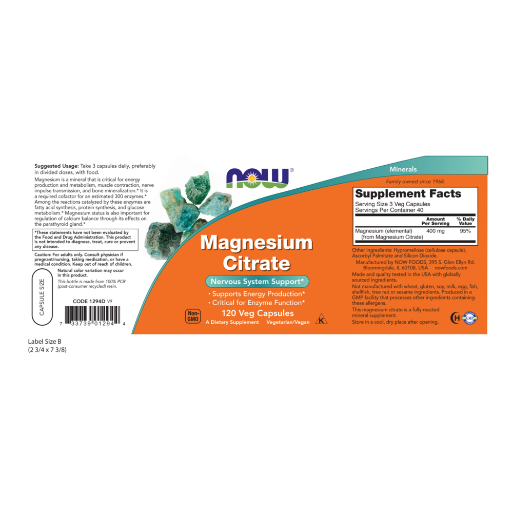NOW Foods Magnesium Citrate 400mg — view 2