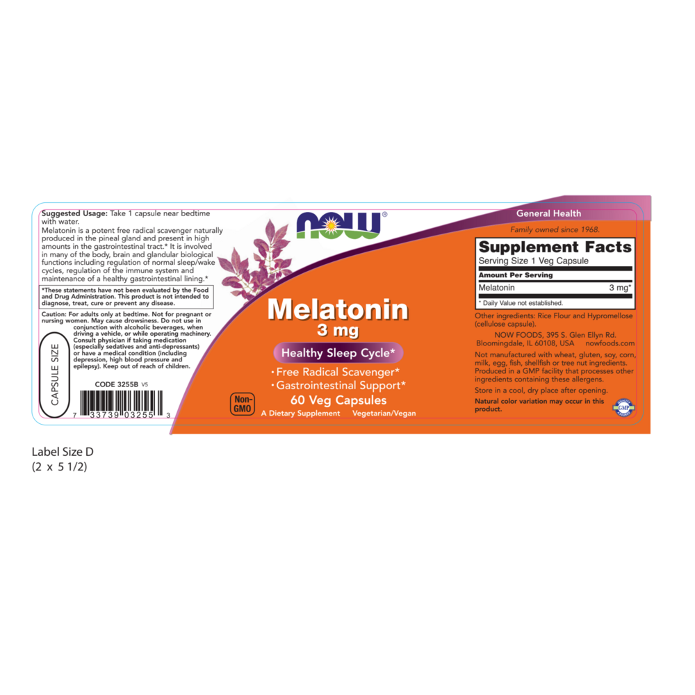 NOW Foods Melatonin 3mg — view 2