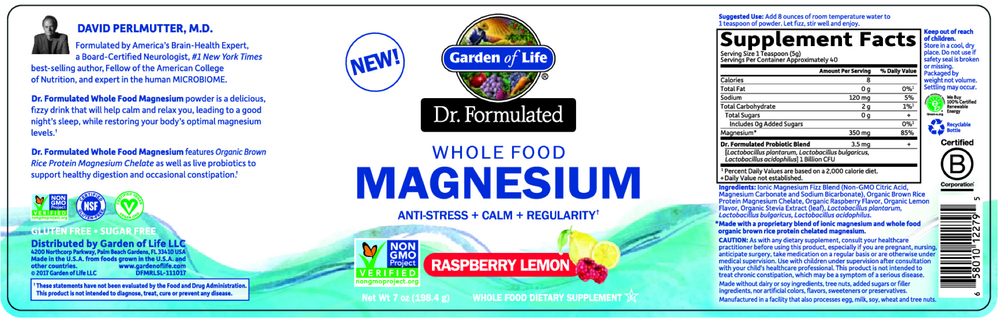Garden of Life Dr. Formulated Whole Food Magnesium Raspberry-Lemon — view 2