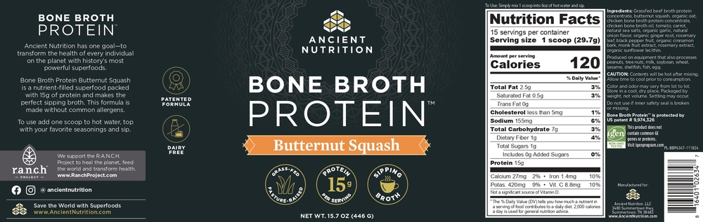 Ancient Nutrition Bone Broth Protein Butternut Squash — view 2