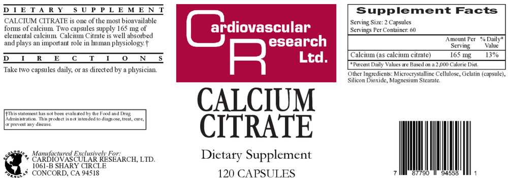 Ecological Formulas/Cardiovascular Research Calcium Citrate — view 2