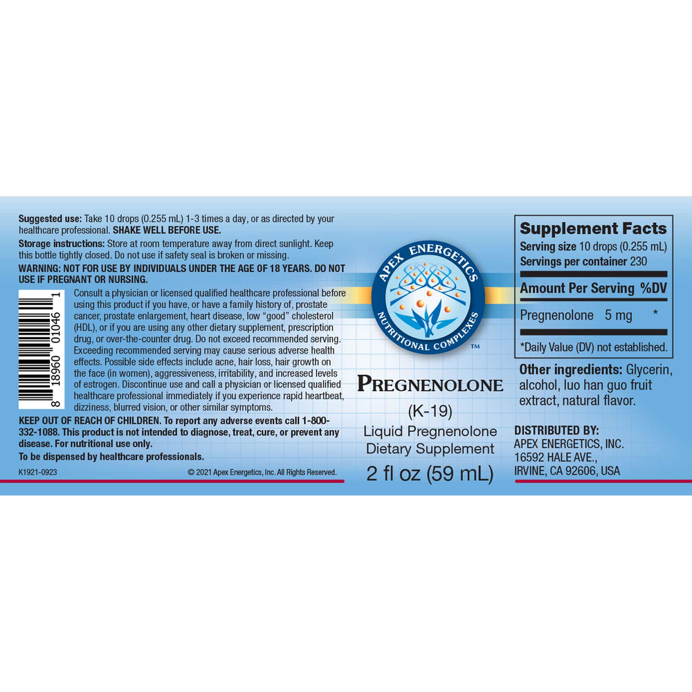 Apex Energetics, Inc Pregnenolone — view 2
