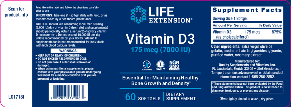 Life Extension Vitamin D3 7,000IU — view 2