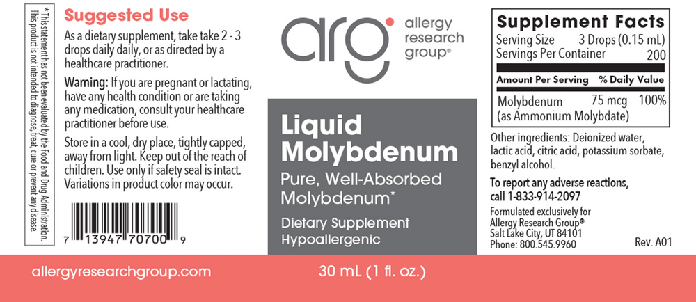 Allergy Research Group Molybdenum (Liquid) — view 2
