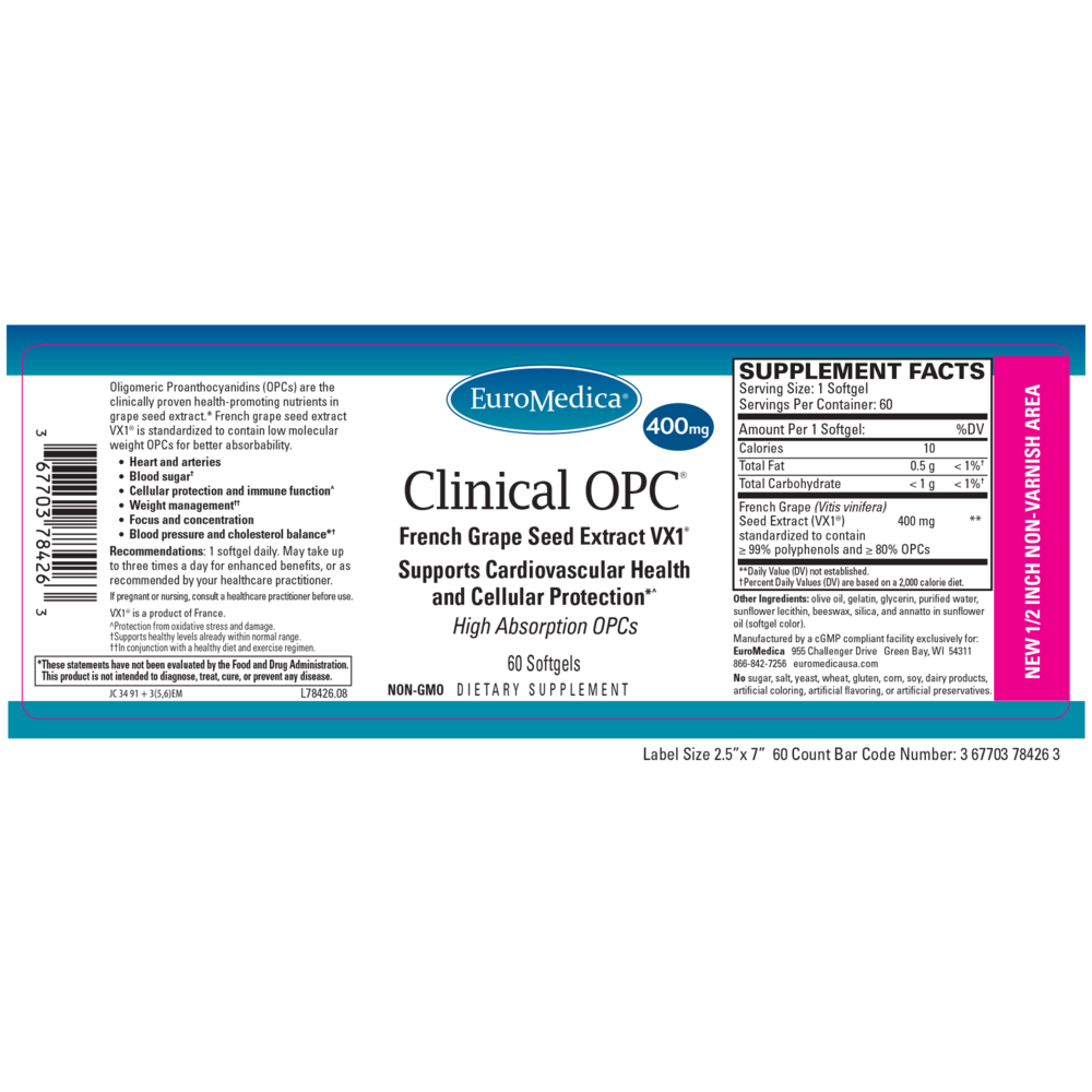 EuroMedica Clinical OPC® - 400mg French Grape Seed Extract VX1® — view 2
