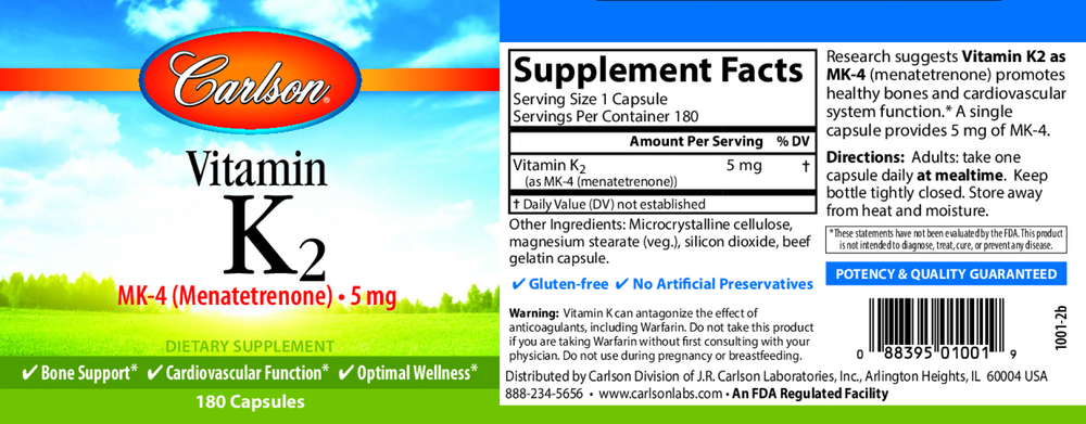Carlson Labs Vitamin K2 as MK-4 — view 2