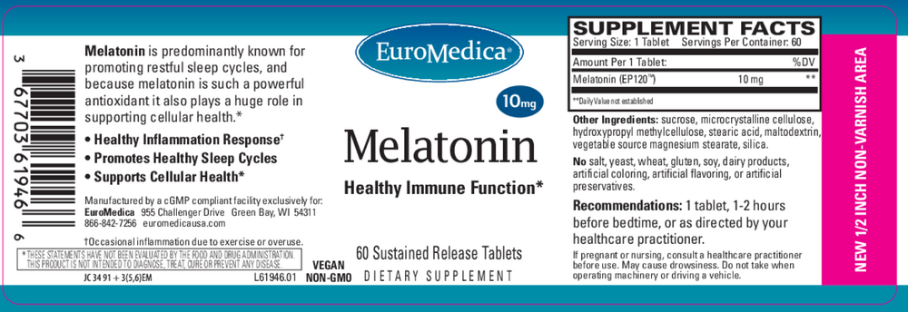 EuroMedica Melatonin 10mg Sustained Release — view 2