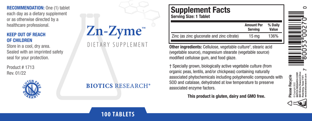 Biotics Research Zn-Zyme™ (Zinc) — view 2