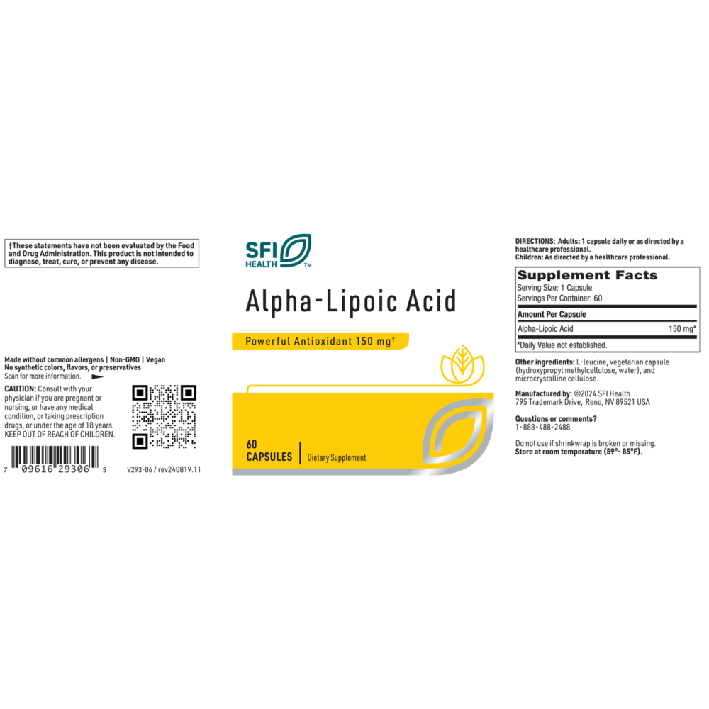 Klaire Labs/SFI Health Alpha-Lipoic Acid 150mg — view 2