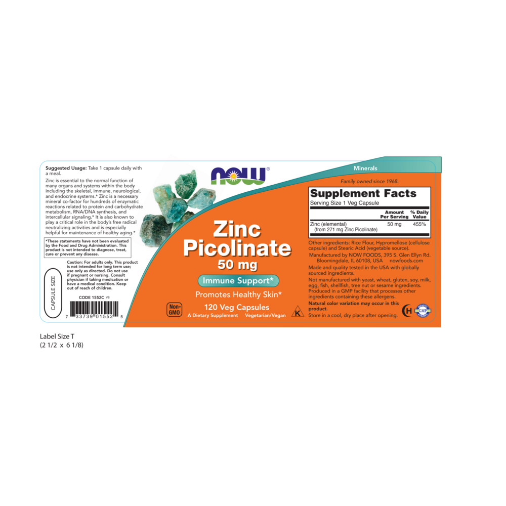 NOW Foods Zinc Picolinate 50mg — view 2