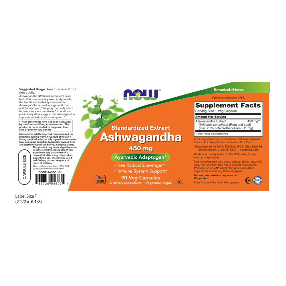 NOW Foods Ashwagandha Extract 450mg — view 2