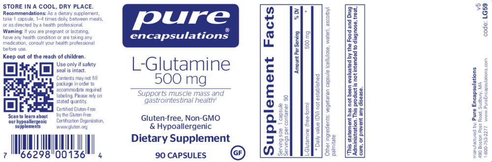 Pure Encapsulations L-Glutamine 500mg — view 2