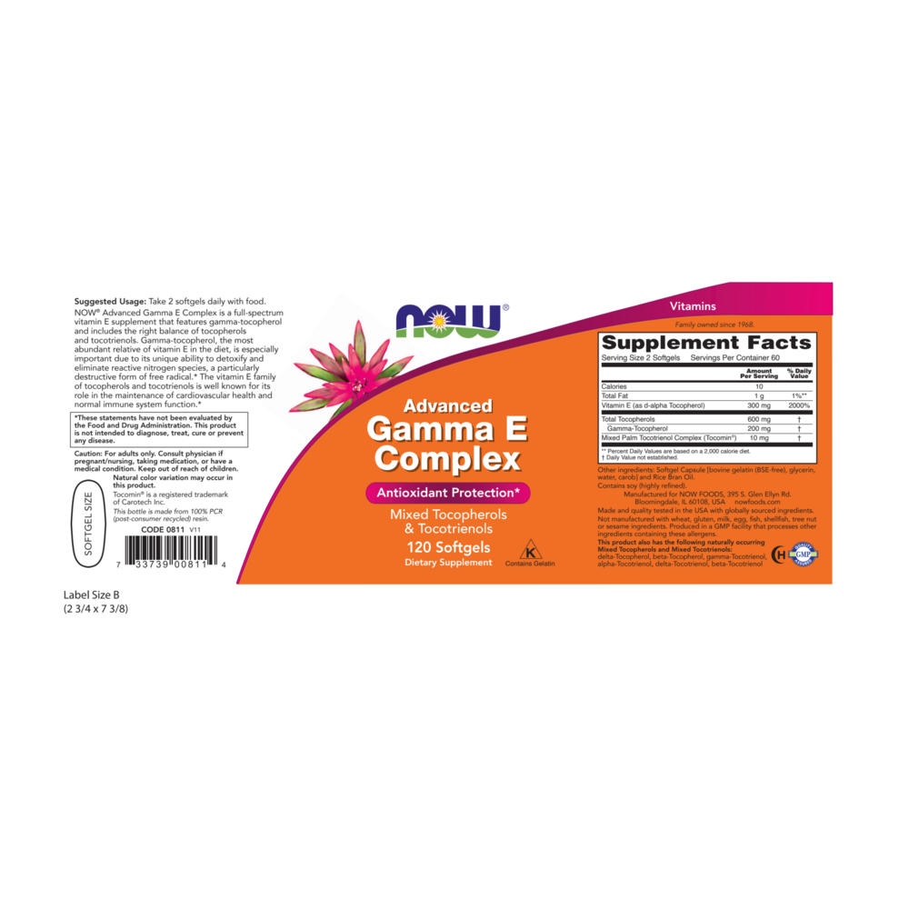 NOW Foods Advanced Gamma E Complex — view 2