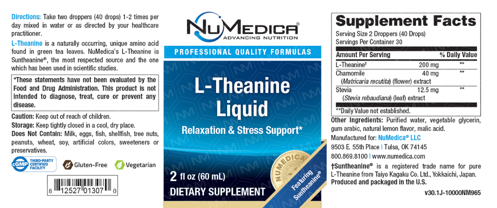 NuMedica L-Theanine Liquid Natural Lemon — view 2