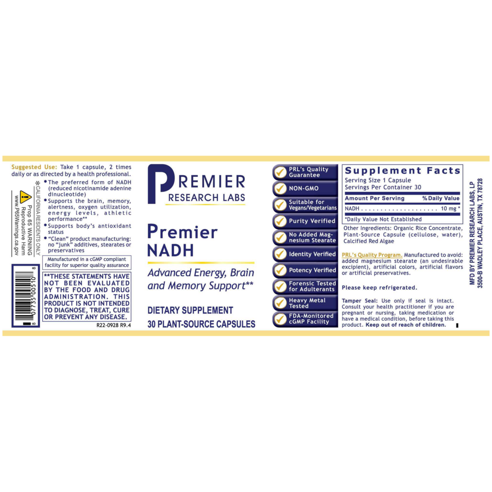 Premier Research Labs Premier NADH — view 2