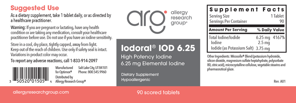 Allergy Research Group Iodoral® 6.25mg (Optimox® Iodoral® 6.25 mg) — view 2