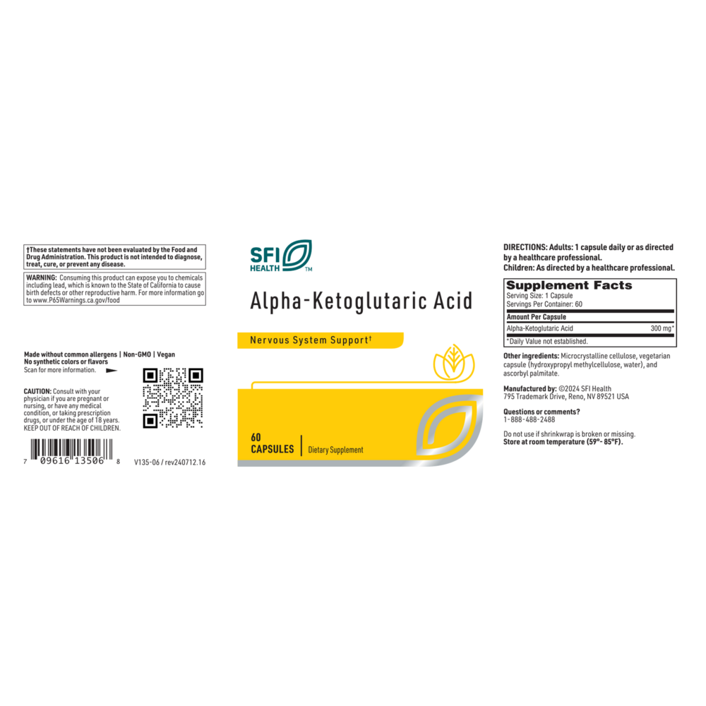 Klaire Labs/SFI Health Alpha-Ketoglutaric Acid 300mg — view 2